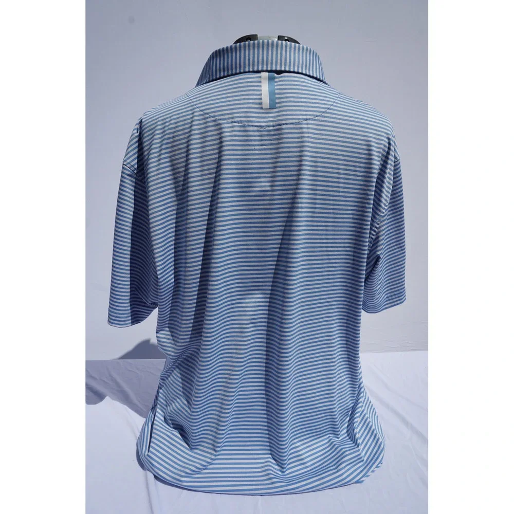 Rhoback Mens Polo, XXL, The Birdie Stripe, Short Stop Blue - Picture 3 of 7